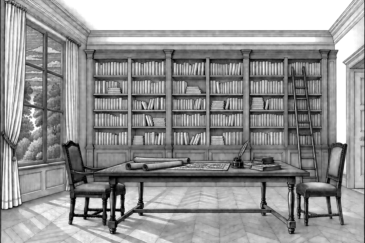 A kúria könyvtárszobája